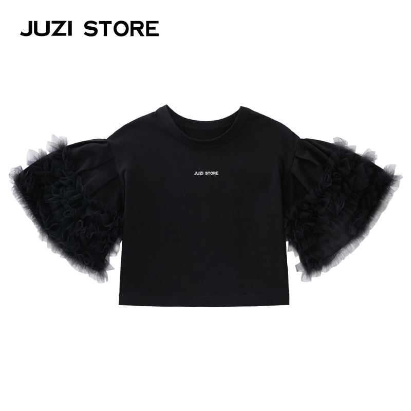 JUZISTORE网纱装饰甜美T恤