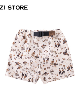 JUZI STORE童装横纹涤纶民族风下装短裤中性男童女童1220203