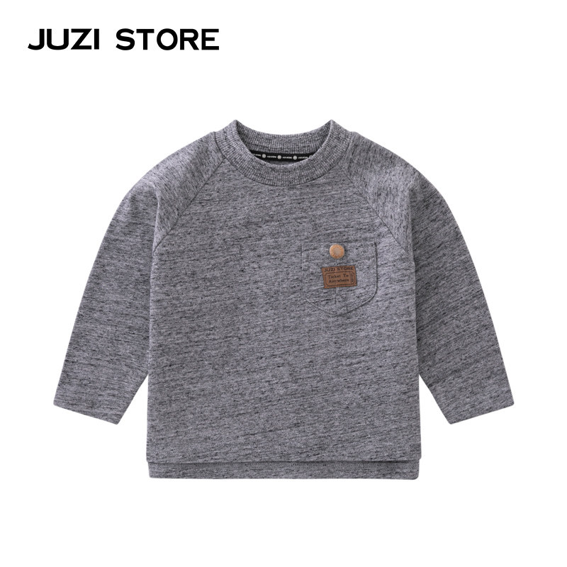 JUZI STORE童装粗针单面布铜扣装饰上装纯棉T恤中性男女童1233004