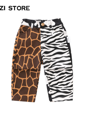 JUZI STORE童装帆布动物图案下装纯棉长裤中性男女童1220002