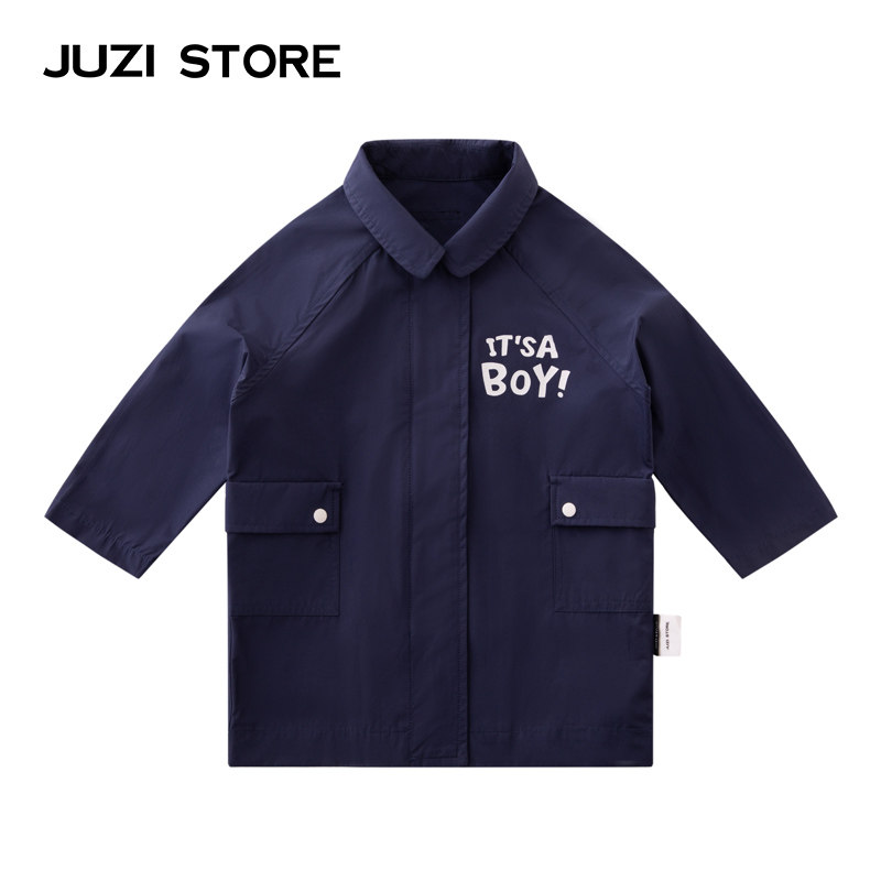 JUZI STORE童装涂层平纹棉经典上装风衣外套中性男女童1131201