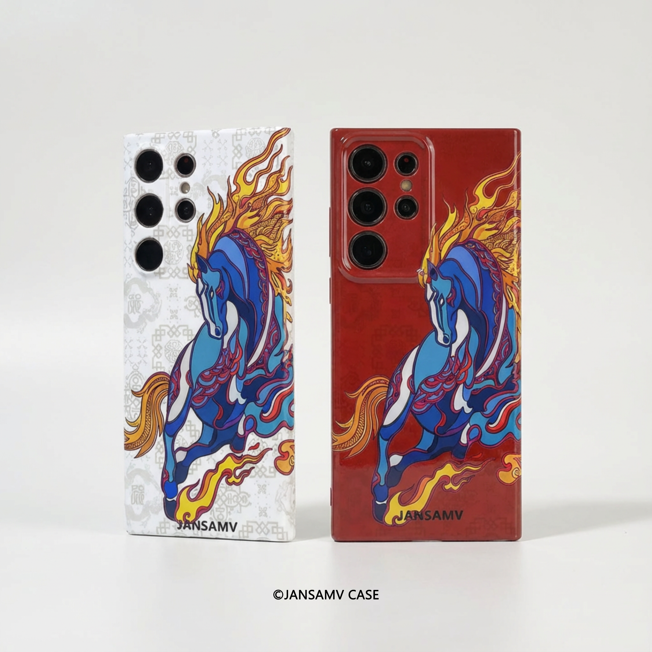 国潮焰马适用三星S25ultra手机壳s24/s23/s22全包边A73/A55/A54/A53精孔全包镜头防摔保护套个性创意红色新年