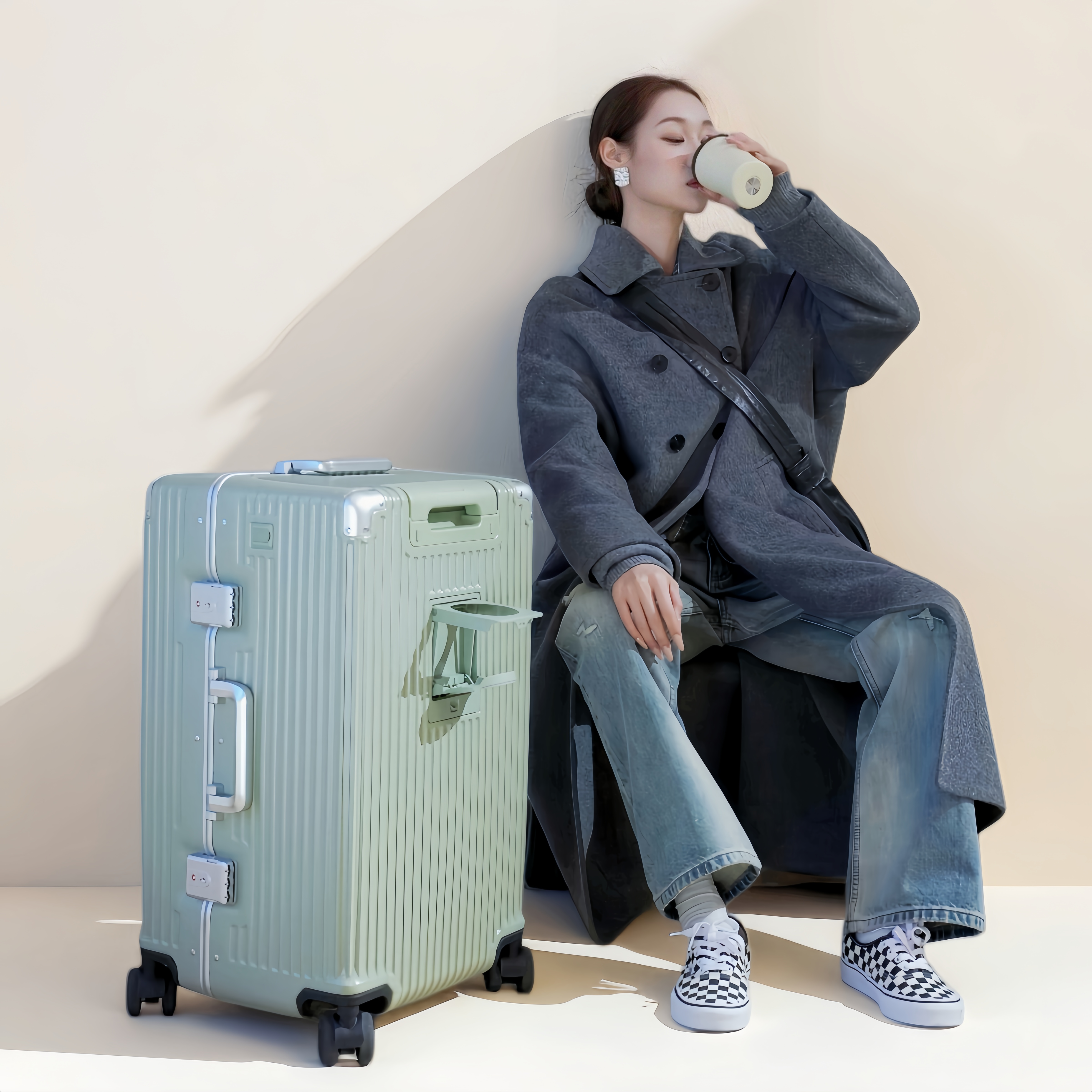 【2026新款】洛克兰大容量窄铝框行李箱旅行拉杆密码结实耐用加厚