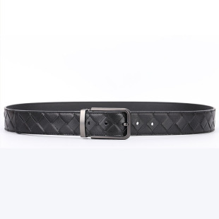 针扣裤 头层牛皮编织皮带男士 百搭西裤 真皮腰带时尚 带 牛仔裤