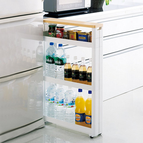 Fudogiken夹缝收纳架带轮拉篮