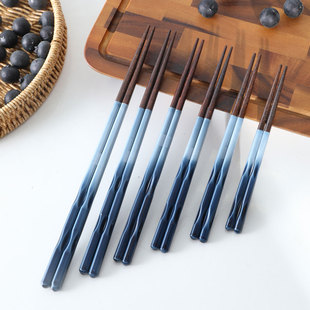 日本进口河合kawai高端木质筷子家用日式尖头防滑渐变色儿童成人