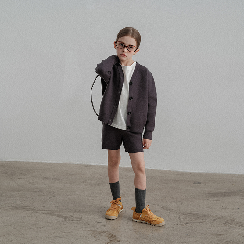 史豌豆女童气质墨灰针织套装