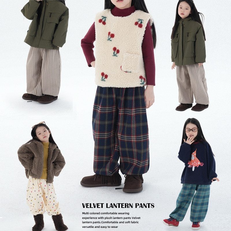 PISELLI史豌豆女童2025新款冬季裤子儿童条纹波点加绒舒适灯笼裤,童装/婴儿装/亲子装,裤子,淘宝优惠券,粉丝福利购,淘宝优惠卷