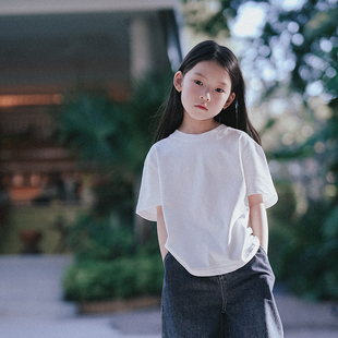 PISELLI史豌豆童装女童2026春夏新款短袖小白t儿童百搭休闲上衣
