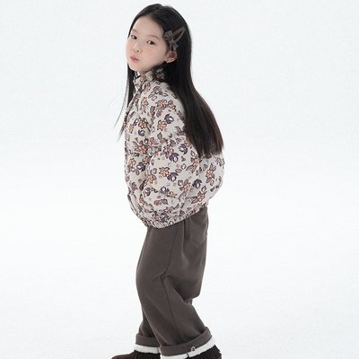 满印树棉花圆领颗粒棉服