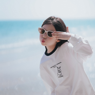 PISELLI史豌豆童装女童2026新款春季长袖t恤儿童小狗刺绣休闲上衣