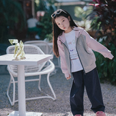 PISELLI史豌豆童装 中大童拼色拉链连帽外套 女童宝宝2026春秋新款