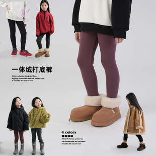 PISELLI史豌豆女童裤子2025冬装新款中大童加绒百搭外穿打底裤