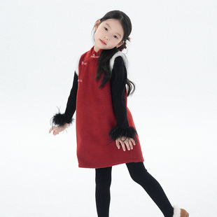 【东方红】PISELLI史豌豆女童2026新款冬季儿童拜年服新中式旗袍