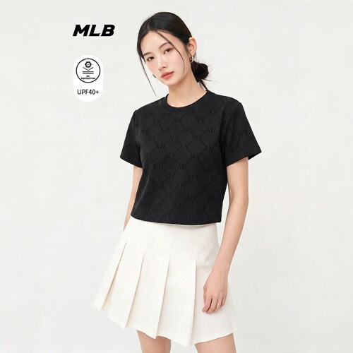 MLB女款防晒暗纹老花短袖T恤