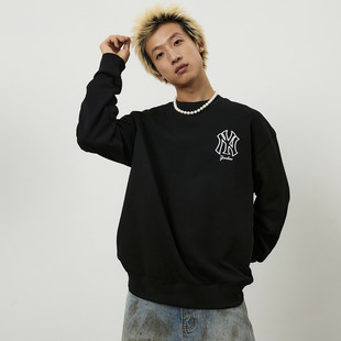 MLB美职棒情侣卫衣男女款NY镂空大标圆领运动休闲套头衫3AMTB9744