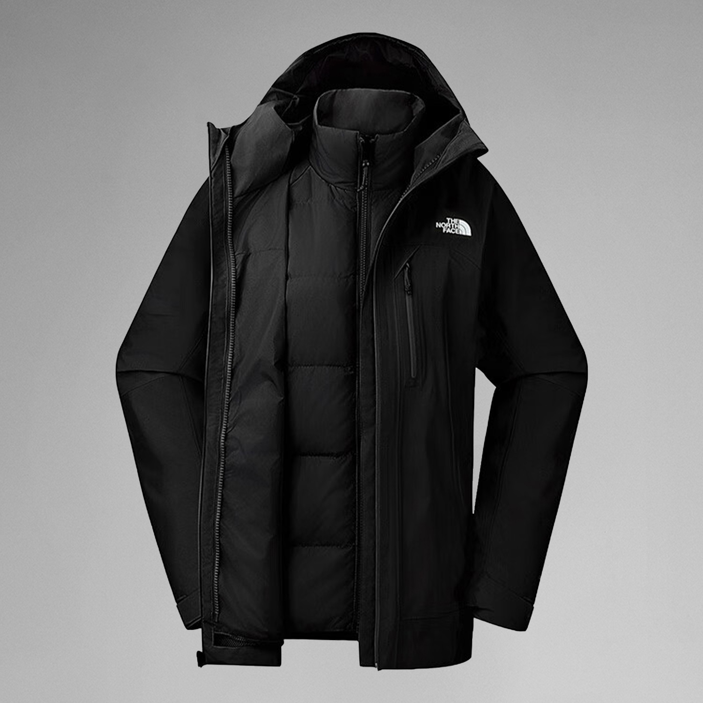 北面三合一冲锋衣防水鹅绒600蓬