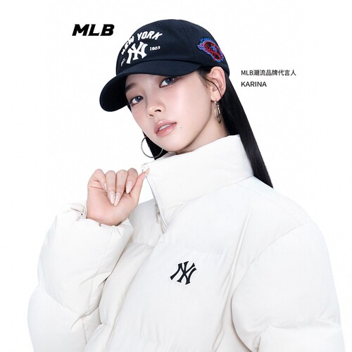 MLB情侣棒球帽刺绣软顶鸭舌帽