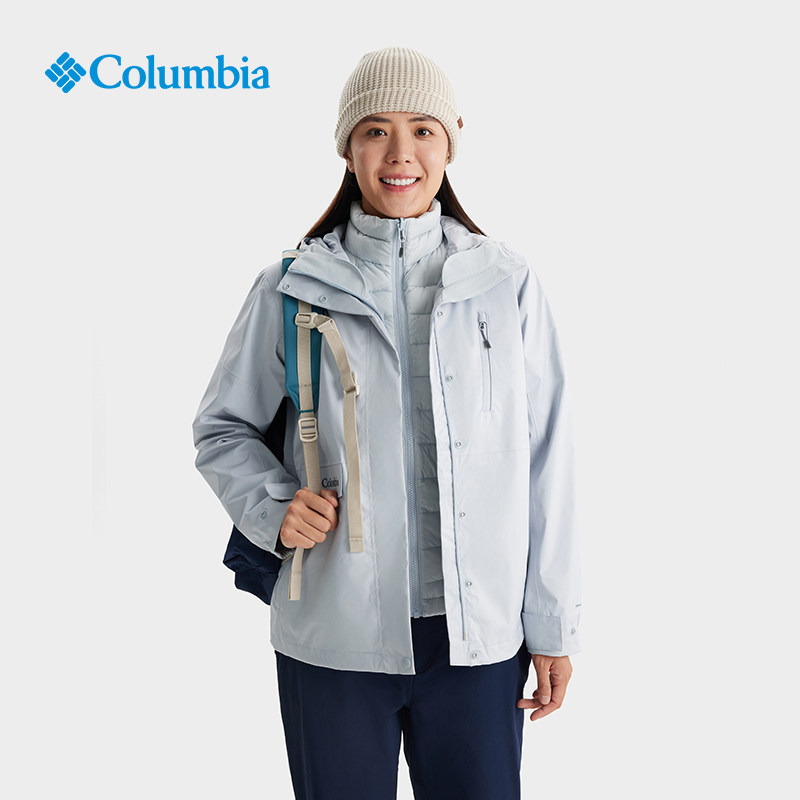Columbia哥伦比亚女户外防水银点反射羽绒内胆三合一冲锋衣XR4256