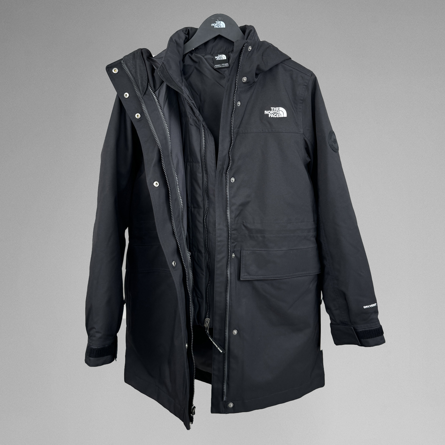 北面冲锋衣女户外防水羽绒三合一