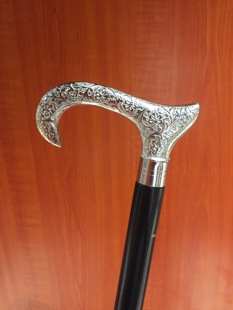 英伦绅士手杖银色镀镍合金手柄时尚拐杖男士拐棍沃克英文明杖礼品