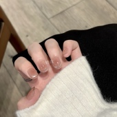 猫眼穿戴甲纯欲风美甲 高品质纯手工蜜桃腮红流光法式 水光桃桃