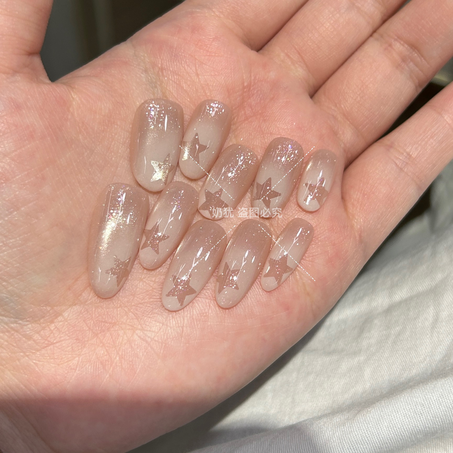 碎钻星野纯手工猫眼穿戴甲