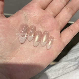 【暮色柔砂】超闪钻石粉法式高品质香槟玻璃珠猫眼纯手工穿戴甲