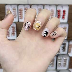 【搞怪南瓜】10片手工定制 万圣节南瓜美甲贴片光疗美甲成品