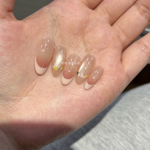 【花间辞】清新春夏干花皮皮粉法式穿戴甲纯手工高品质多巴胺美甲