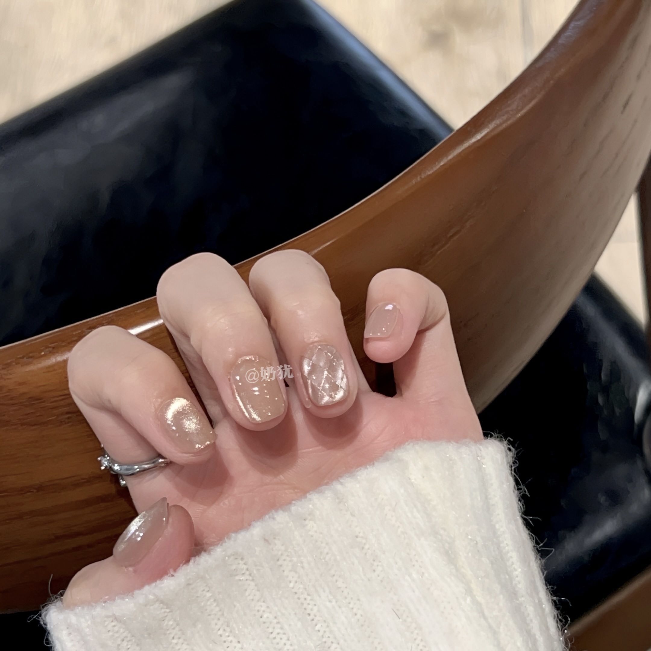 【温莎公主 限量福利】高品质纯手工肉粉金沙立体菱格穿戴甲温柔