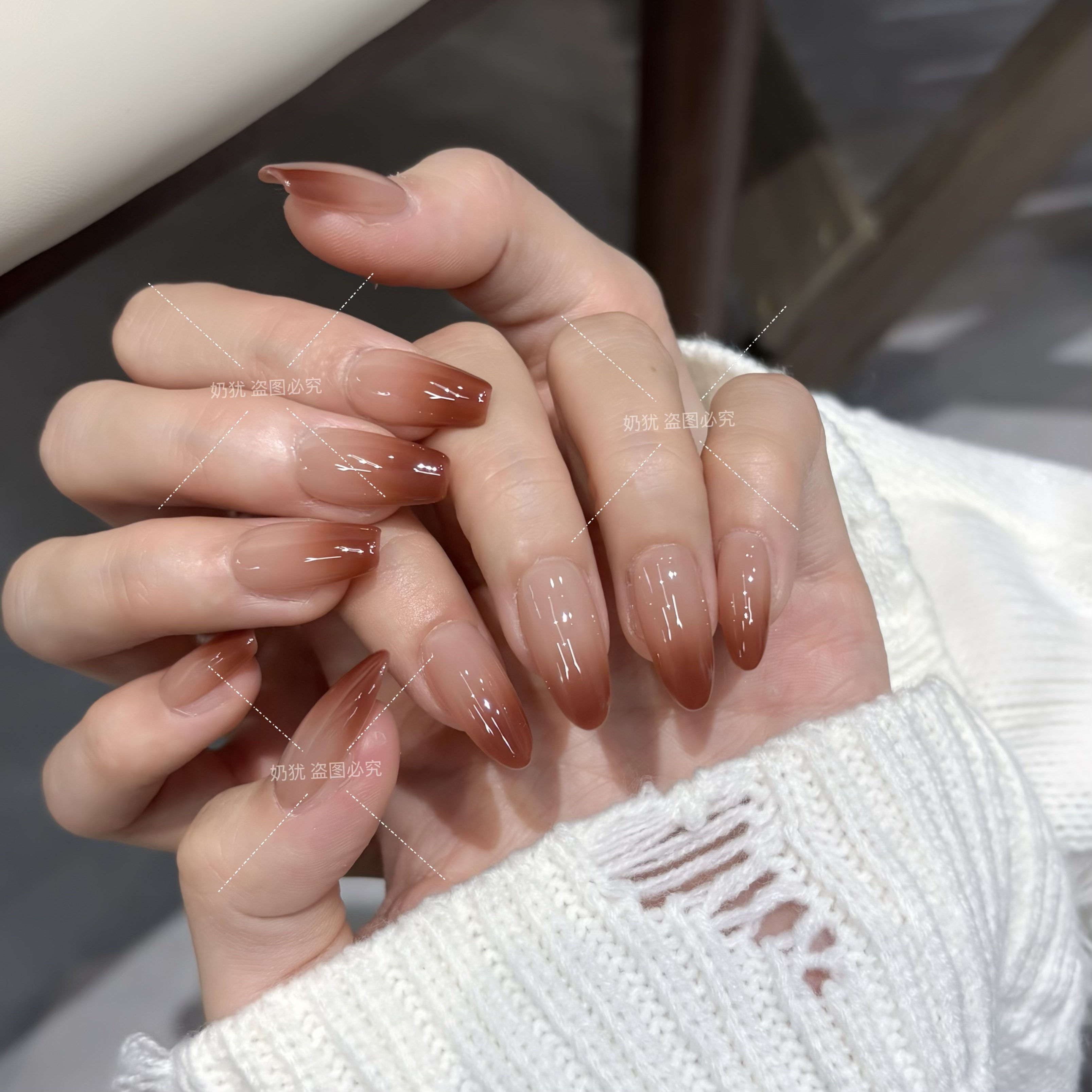 【A焦糖慕斯】枫叶棕橘色渐变纯手工穿戴甲显白焦糖色美甲成品,彩妆/香水/美妆工具,穿戴甲/甲片,淘宝优惠券,粉丝福利购,淘宝优惠卷