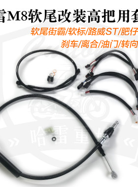 哈雷软尾标准街霸突破者路威st肥仔高把套线刹车离合油管延长线