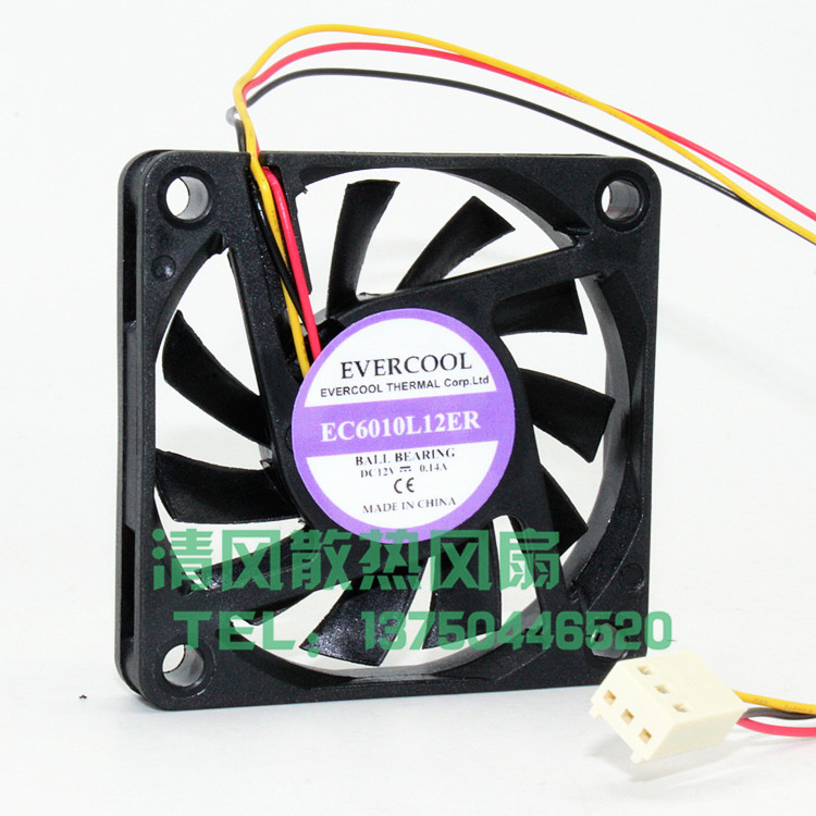 EVERCOOL/捷冷 EC06010L12ER 12V 6010 0.14A 6CM 静音散热风扇