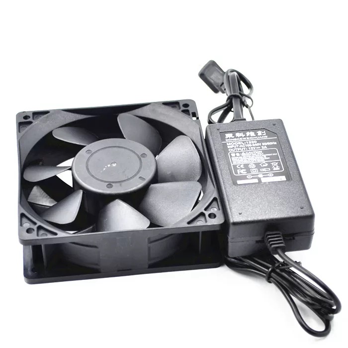 全新 12038暴力散热风机 12V 2.7A/4.8A调速器调转速 220V-12V 2A
