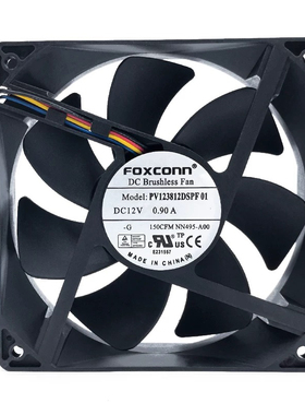 FOXCONN富士康12CM 12V 0.90A PV123812DSPF 01戴尔风扇4线12038