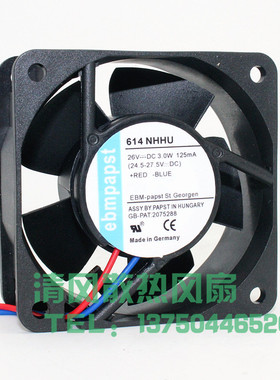 全新 614 NHHU 6025 24V 3W 6CM厘米 双滚珠 变频器散热风扇