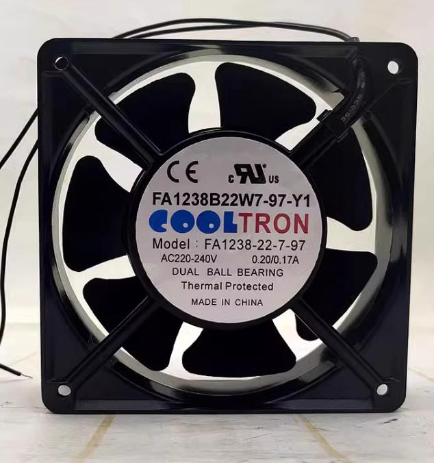 全新COOLTRON FA1238B22W7-97-Y1 12038 220V 0.20/0.17A散热风扇
