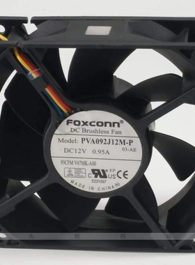 FOXCONN PVA092J12M-P 12V 0.95A 9cm 9032 4线PWM戴尔机箱风扇