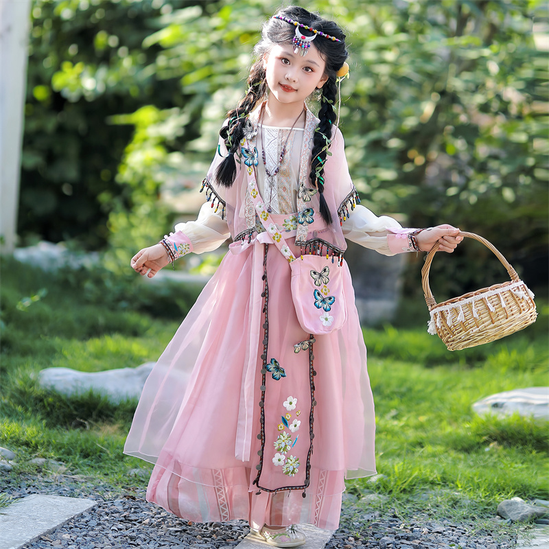 2025夏季新款女儿童原创重工中国风古装汉服套装女孩仙气飘飘襦裙