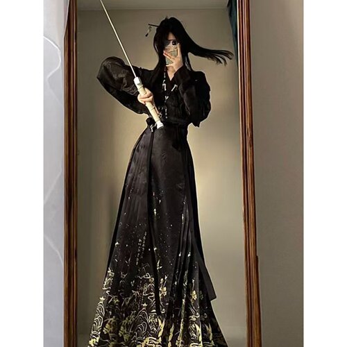 印花套装墨染新中式国风马面裙