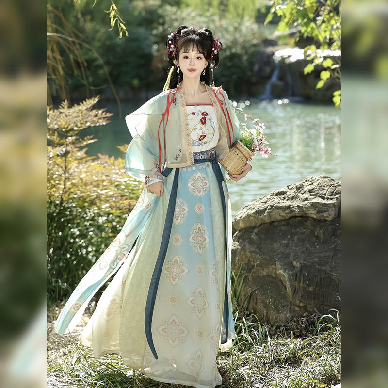 【凌妙妙】国风汉服女仙气汉元素对襟半臂齐腰裙日常显瘦春秋套装