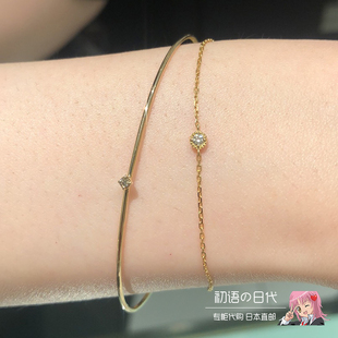 日本代购agete手镯女夏简约款极细手链 ins小众设计10K金钻石手环