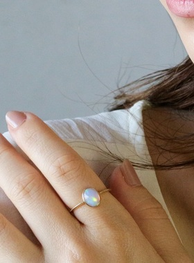 日本代购银座ginza rim 蛋白石戒指 18K金彩色宝石指环女时尚轻奢