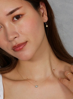 日本代购 Ginza Rim乳白色海蓝宝石吊坠 18K黄金项链锁骨链女百搭