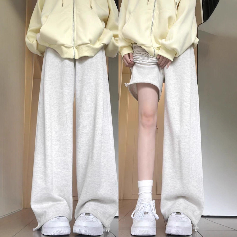 白灰色美式运动裤女春秋季2025新款高腰小个子宽松显瘦休闲卫裤子,女装/女士精品,卫裤,淘宝优惠券,粉丝福利购,淘宝优惠卷