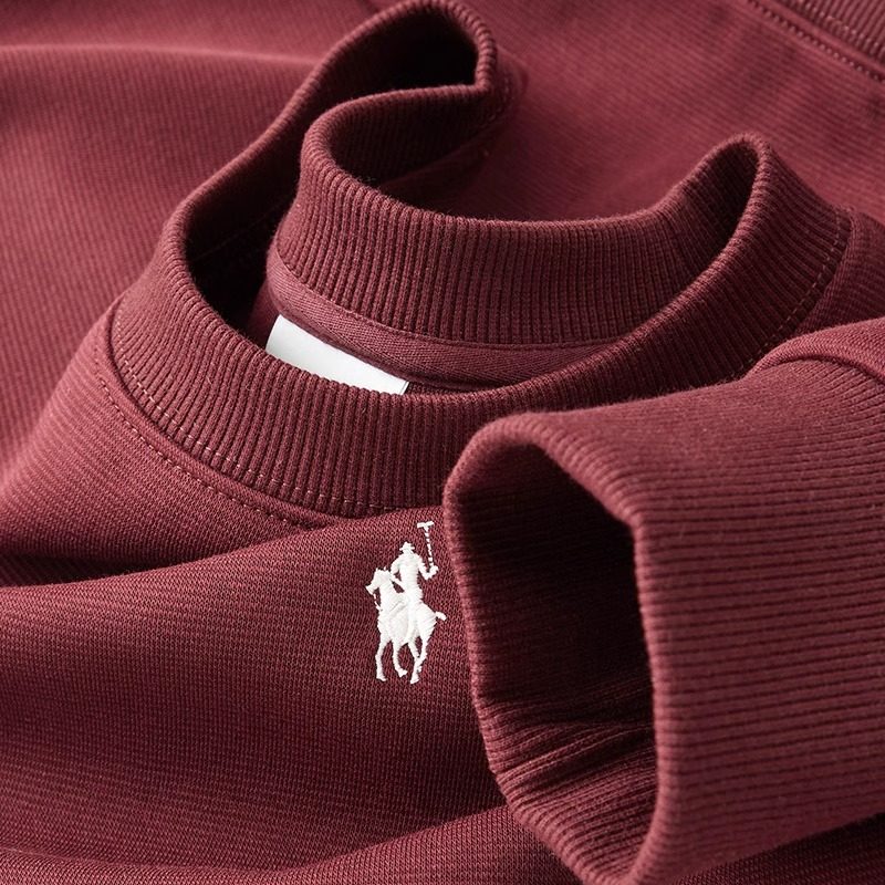 高端安可拉红圆领卫衣男修身2026新款春装潮牌刺绣男士长袖T恤帅