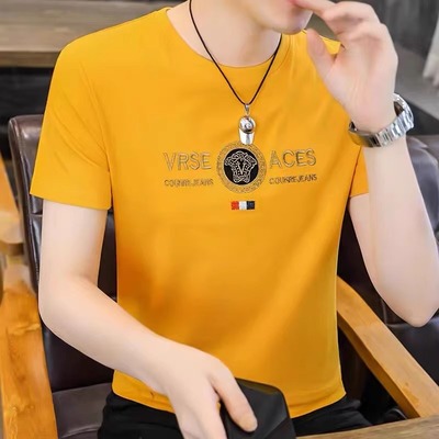 高端品牌短袖T恤男圆领修身潮牌