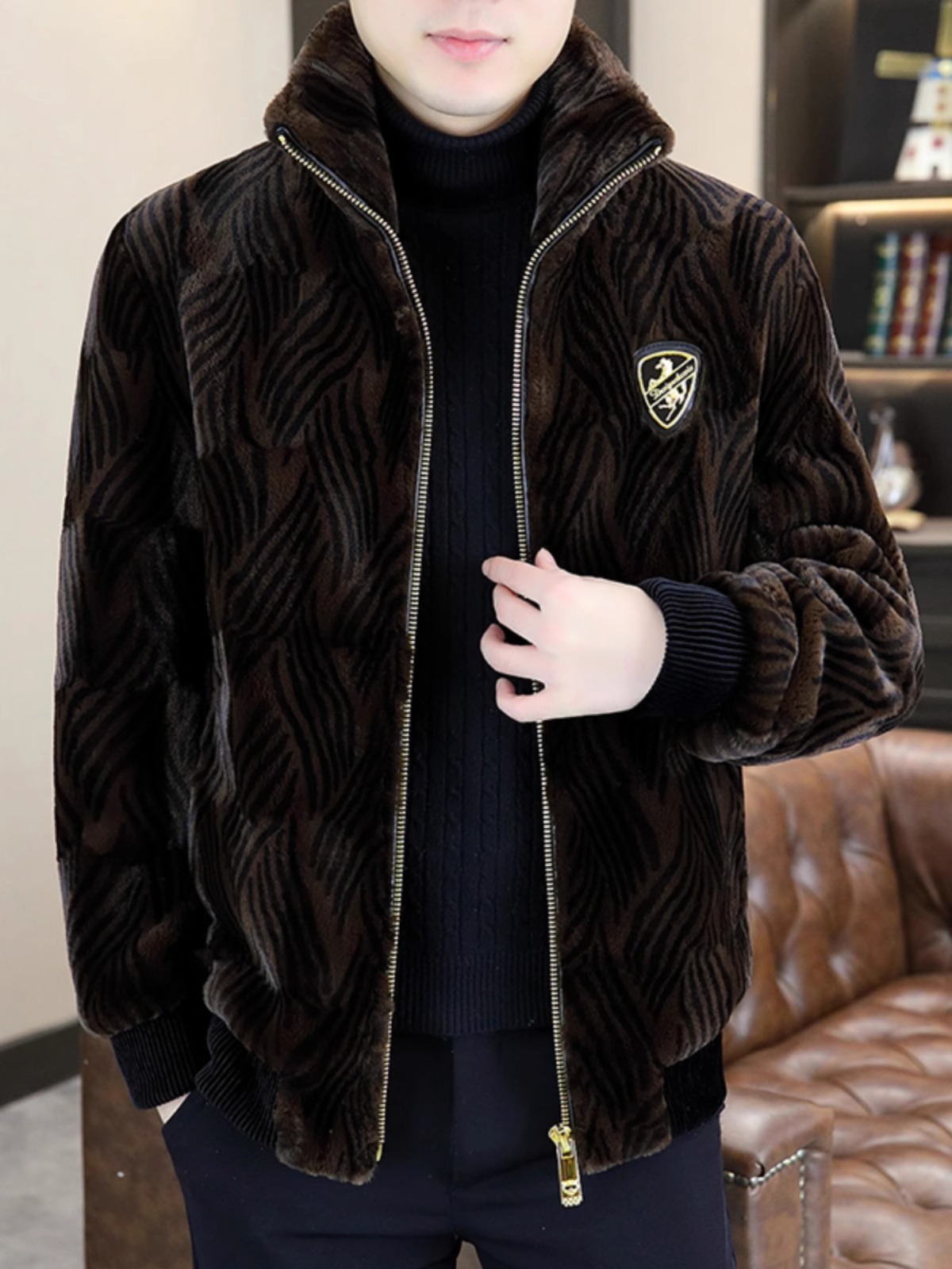 高端金貂绒皮草外套男冬季加厚