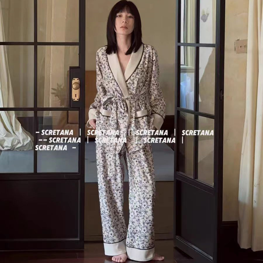 法式碎花纹理睡衣女款2025新款